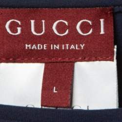Pre Owned Gucci Navy Blue GG Sparkling Jersey 2 Piece Bikini L