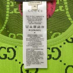 Pre Owned Gucci Fluorescent Green GG Jacquard Crop Tank Top M