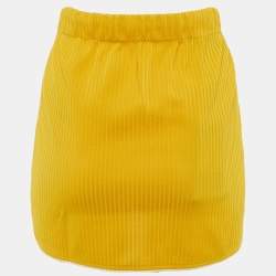 Pre Owned Gucci Yellow Ribbed Knit Mini Skirt L