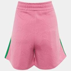 Pre Owned Gucci Pink GG Embossed Jersey Web Striped Shorts L