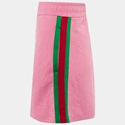 Pre Owned Gucci Pink GG Embossed Jersey Web Striped Shorts L