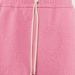 Pre Owned Gucci Pink GG Embossed Jersey Web Striped Shorts L