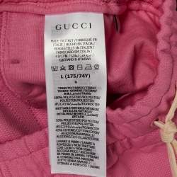 Pre Owned Gucci Pink GG Embossed Jersey Web Striped Shorts L