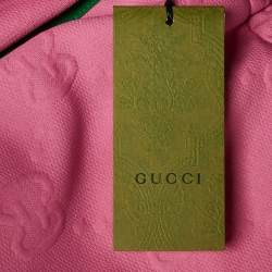 Pre Owned Gucci Pink GG Embossed Jersey Web Striped Shorts L