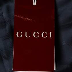 Pre Owned Gucci Beige/Blue GG Supreme Linen Blend Tailored Jacket S