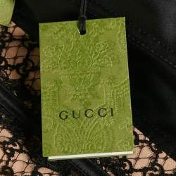 مملوكة مسبقًا Gucci Black GG Lace and Satin Corset Top XXS