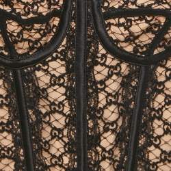 مملوكة مسبقًا Gucci Black GG Lace and Satin Corset Top XXS
