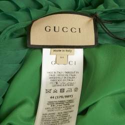 مملوكة مسبقًا Gucci Green Silk Plisse Maxi Dress M