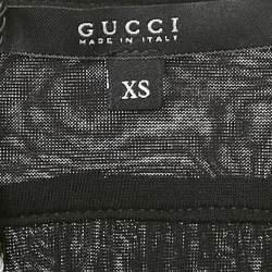 Pre Owned بلوزة غوتشي جيرسي مزخرفة بالدانتيل أسود حجم صغير جداً