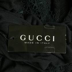 Pre Owned بلوزة غوتشي جيرسي مزخرفة بالدانتيل أسود حجم صغير جداً