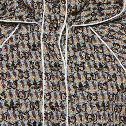 Pre Owned Gucci X Adidas Multicolor Tweed GG Trefoil Cropped Zip Up Vest S