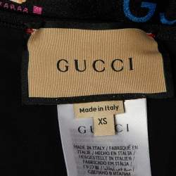 Pre Owned ملابس سباحة غوتشي بيكيني جيرسي كاوايي أسود مقاس صغير جدًا