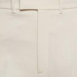 مملوكة مسبقًا بنطلون غووتشي كريب حرير كريمي بقصّة مستقيمة مقاس صغير - سمول