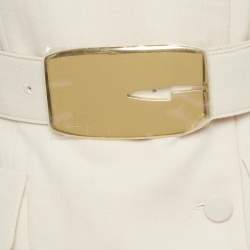 Pre Owned Gucci Beige Wool Blend Detachable-Collar Belted Coat S