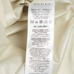 Pre Owned Gucci Beige Wool Blend Detachable-Collar Belted Coat S