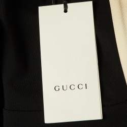 Pre Owned Gucci Black Jersey Knit Contrast Detail Sleeveless Midi Dress S