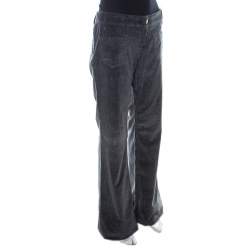 Gucci Gunmetal Grey Corduroy Boot-Cut Low Rise Pants L