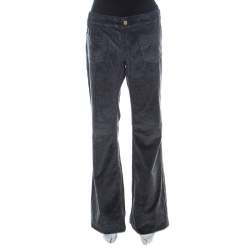 Gucci Gunmetal Grey Corduroy Boot-Cut Low Rise Pants L