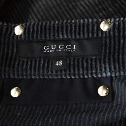 Gucci Gunmetal Grey Corduroy Boot-Cut Low Rise Pants L