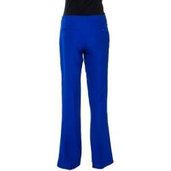 Pre Owned Gucci Cobalt Blue Silk Cady Flared Trousers M