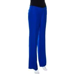 Pre Owned Gucci Cobalt Blue Silk Cady Flared Trousers M