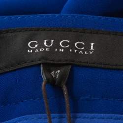 Pre Owned Gucci Cobalt Blue Silk Cady Flared Trousers M