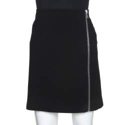 Pre Owned Gucci Black Crepe Zipper Detail Fitted Skirt L