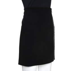Pre Owned Gucci Black Crepe Zipper Detail Fitted Skirt L