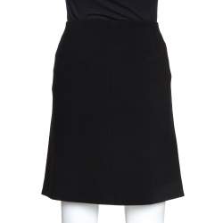 Pre Owned Gucci Black Crepe Zipper Detail Fitted Skirt L