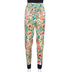 Pre Owned Gucci Multicolor Floral Printed Stretch Silk Elasticized Waist Pants XL