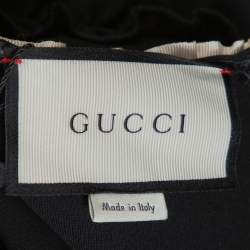 مملوكة مسبقًا  فستان غوتشي حواف ويب منفوشة جيرسيه أسود مقاس كبير (لارج)