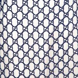 Pre Owned Gucci Navy Blue & Cream GG Macrame Overlay A-Line Skirt M