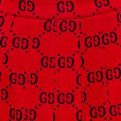 Pre Owned Gucci Red Cotton GG Jersey Web Skirt XS