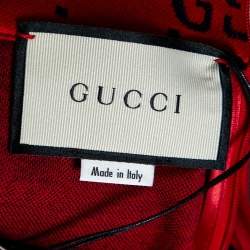 Pre Owned Gucci Red Cotton GG Jersey Web Skirt XS