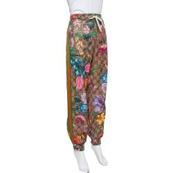 Pre Owned Gucci Brown Knit Flora GG Supreme Pattern Track Pants S