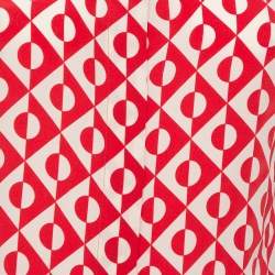 Pre Owned Gucci Red & Cream Silk Geometric Print Button Front Shirt S