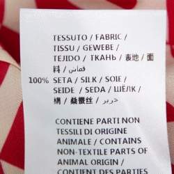 Pre Owned Gucci Red & Cream Silk Geometric Print Button Front Shirt S