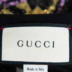 Pre Owned تي شيرت غوتشي رقبة مستديرة قطن مزخرف ترتر أسود مقاس وسط (ميديوم)