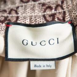 Pre Owned Gucci Beige Guccissima Printed Knit Pleated Midi Skirt XS