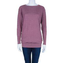 Pre Owned Gucci Mauve Textured Knit Top M
