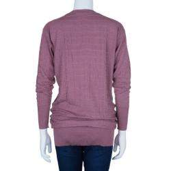 Pre Owned Gucci Mauve Textured Knit Top M
