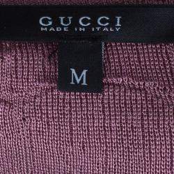 Pre Owned Gucci Mauve Textured Knit Top M