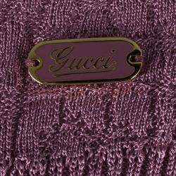 Pre Owned Gucci Mauve Textured Knit Top M