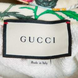Pre Owned Gucci Cream Flora Print Cotton Crewneck Oversized Sweatshirt M