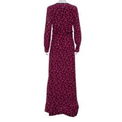 مملوكة مسبقًا Gucci Burgundy Heartbeat Print Silk Ruched Detail Maxi Dress M