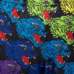 Pre Owned Gucci Multicolor Panther Face Printed Jersey Technical Jogger Pants S
