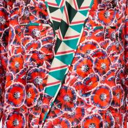 Gucci Multicolor Printed Silk Open Front Coat L