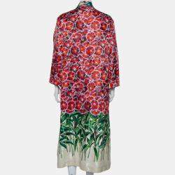 Gucci Multicolor Printed Silk Open Front Coat L