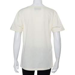 Gucci Cream Cotton Sequin Embellished Heart Detail Oversized Crewneck T-Shirt XS