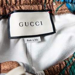 Pre Owned Gucci Brown Floral Printed Knit Joggers S